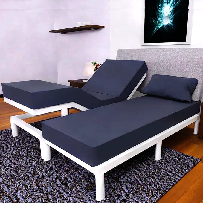 Sustainable Split California King Sheets Sets – 5 Pcs Set – Cal King Split Adjustable Bed Sheets -Split California King Sheets Sets for Adjustable Bed -Split Cal King Sheets Navy Blue First-Class
