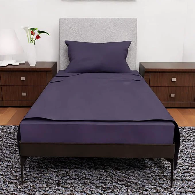 Functional Twin Bed Sheets – 3-Pcs Deep Pocket Cooling Set – Soft and Durable Bedding for All Seasons – Luxurious Twin Size Plum Reusable