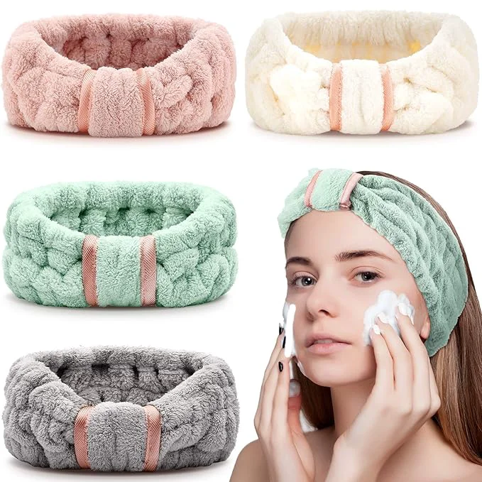 Crafted WILLBOND 4 Pack Microfiber Headbands Spa Facial Headbands Makeup Head bands Convenient