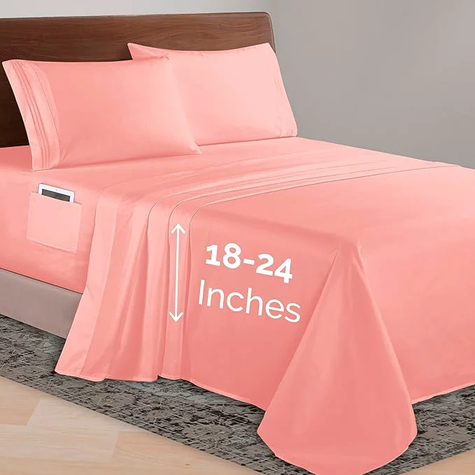 Innovative Elegant Comfort Luxurious 1500 Premium Hotel Quality Microfiber 4-Piece Sheet Set 18-24 Inches Deep – Extra Deep Pocket Sheets – Ultra Soft 4PC Deep Pocket Sheets Twin Twin XL Dusty Rose Trusted
