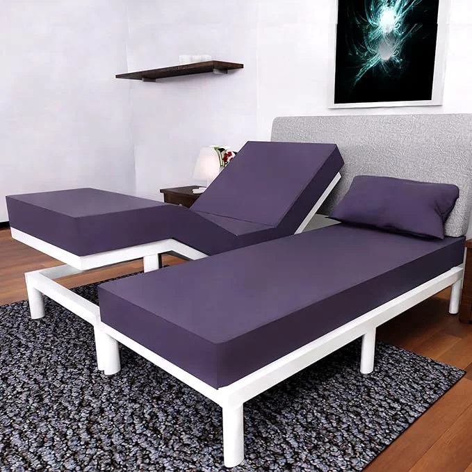 Prestigious Split Queen Sheets – 5 Pcs Set for Adjustable Bed – Soft Wrinkle-Resistant Plum Fine Crafted