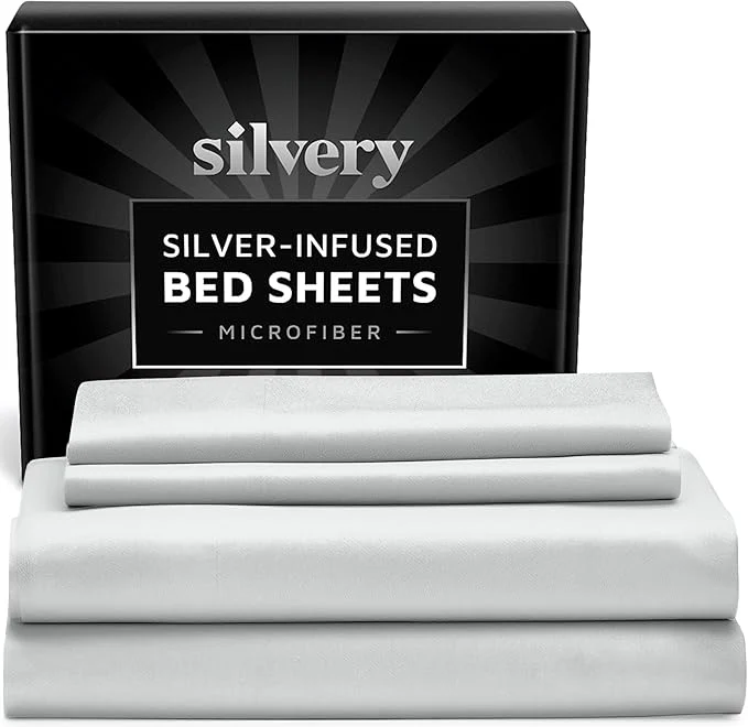 Reliable Silvery Silver Infused Bed Sheets Set – Ultra-Soft Temperature-Regulating Fabric with Self-Cleaning Technology™ That Stays Fresh 3X Longer for Hygienic Sleep Responsible