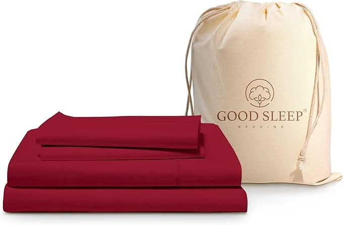 Casual Good Sleep Bedding Twin XL Bed Sheets – Egyptian Cotton Twin XL Sheets 3 Pc XL Twin Sheet Sets Luxury Sateen Weave Soft Bed Sheets Twin XL 16 quot Deep Pocket Bedsheets – Burgundy Smooth