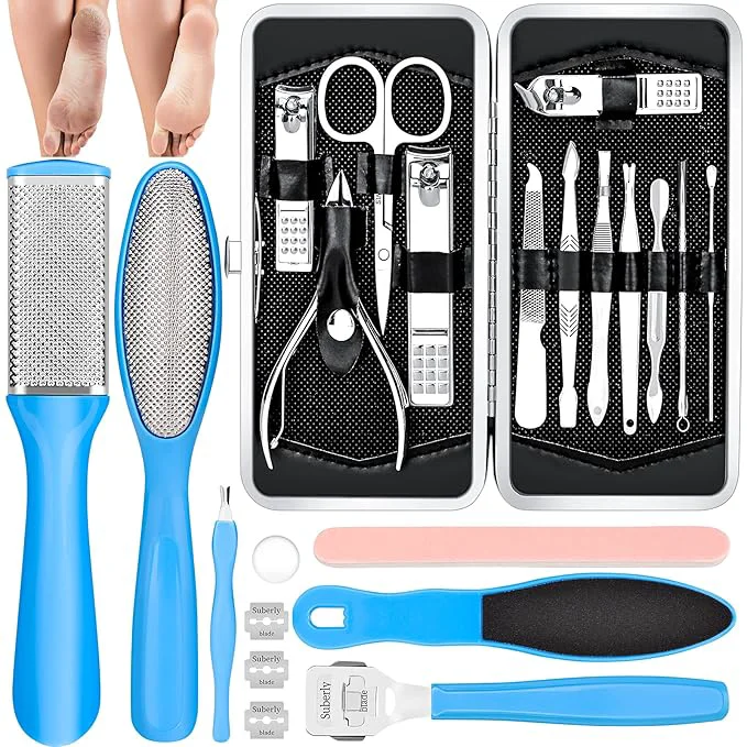 Quality Pedicure Kits – Callus Remover for Feet 23 in 1 Professional Manicure Set Green