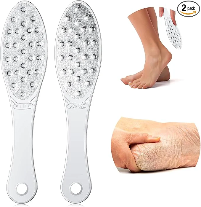 Detailed 2 Pcs Stainless Steel Foot File Callus Remover Double Sided Metal Foot Rasp Quality