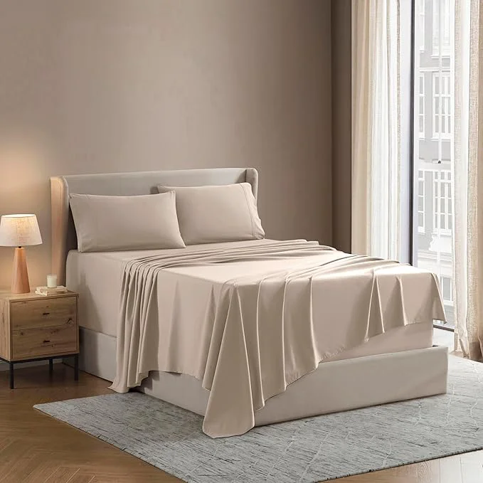 Exceptional Nestl King Sheet Set – Luxury 1800 Ultra-Soft Microfiber King Bed Sheets – Double Brushed – Deep Pockets – Easy Fit – 4 Piece Set – Bedding Sheets amp Pillowcases King Beige Cream Original Design