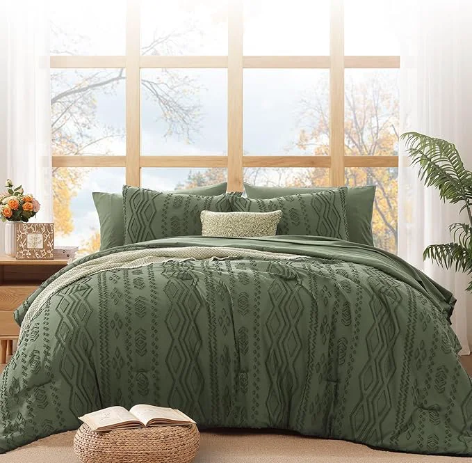 Proven WRENSONGE Twin-XL Size Comforter Set with Sheets – 7 PiecesOlive Green Tufted Bed in a Bag Twin-XL Shabby Chic Bedding Sets with 1 Comforter 2 Sheets 2 Pillowcases amp 2 Shams Easy-to-Use