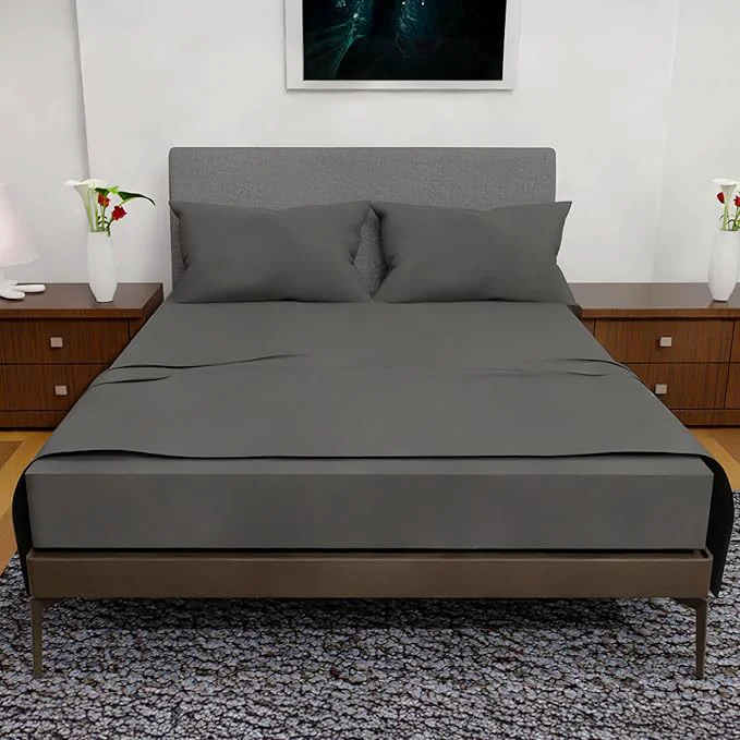 Consistent Royal Bliss King Size Sheets Set – 4 Piece Bedding – Wrinkle – Double Brushed Deep Pocket Set Cooling Sheets Dark Grey King Classic
