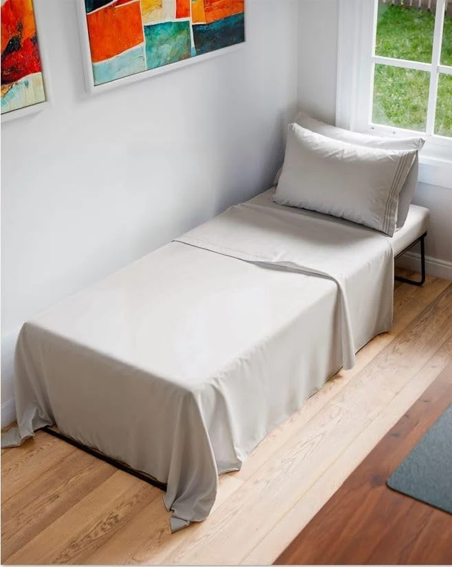High-Quality Cot Sheet Set 30 x 75 – 4 Piece Cot Size Narrow Twin Mattress Sheets – I for Camper Bunk R Bunks Day Care amp Camping – Fits 6 to 10 Mattress Ultra-Soft Breathable amp Cooling – Light Grey Eco-Friendly