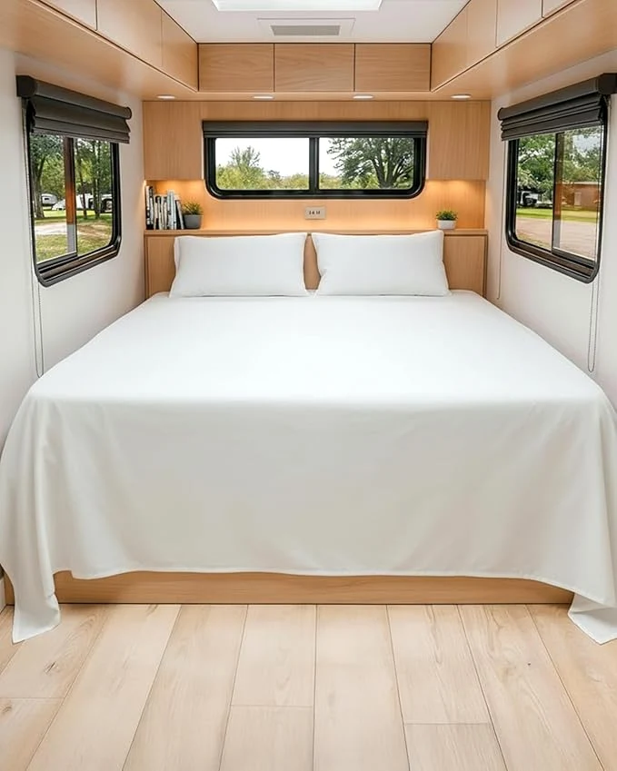 Pure RV Short King Sheets 72 X 75 – RV Short King Sheets 8 to 12 quot Deep Pocket – Designed for R Bunks Trailers Campers amp Short RV King Mattresses – Premium Easy-Care Fitted Sheets for RV Beds – White Proven