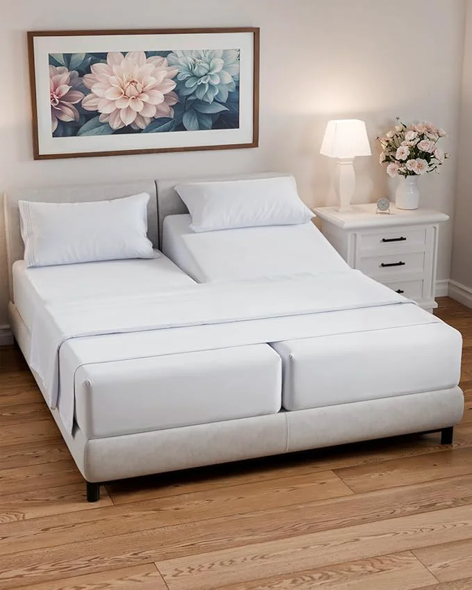 Top-Quality Split California King Bed Sheet Set – 5 Piece Split Cal King Size Sheets – Ultra-Soft Breathable amp Cooling – Comfy Wrinkle amp Fade Resistant – Fits 8 quot to 16 quot Inch Mattress with Deep Pockets – White Fast