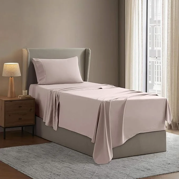 Smart Nestl Twin Sheet Set – 1800 Ultra-Soft Microfiber Twin Bed Sheets – Double Brushed – Deep Pockets – Easy Fit – Extra Soft – 3 Piece Set – Bedding Sheets amp Pillowcases Twin Peach Beige Excellent
