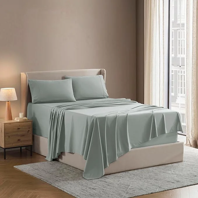 Fast Nestl Queen Sheet Set – Luxury 1800 Ultra-Soft Microfiber Bed Sheets – Double Brushed – Deep Pockets – Easy Fit – 4 Piece Set – Bedding Sheets amp Pillowcases Queen Sage Green Eco-Friendly