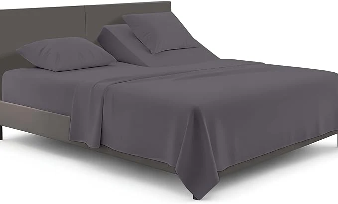 Relaxed SGI bedding Adjustable Split Head Flex Top Queen 36 quot Microfiber Sheet Set – Ultra Soft Cooling amp Deep Pocket 15 Fitted 4-Piece Breathable amp Durable Bedding Set for Split Queen Beds -Dark Gray Stylish