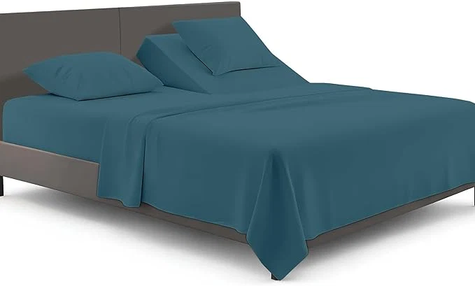 Practical SGI bedding Adjustable Split Head Flex Top Cal King 32 quot Microfiber Sheet Set – Ultra Soft Cooling amp Deep Pocket 15 Fitted 4-Piece Breathable amp Durable Bedding Set for Split Cal King Beds -Teal Artisan