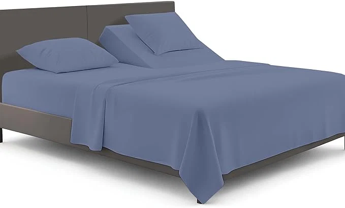 Excellent Adjustable Split Head Flex Top Cal King 36 quot Microfiber Sheet Set – Ultra Soft Cooling amp Deep Pocket 15 Fitted 4-Piece Breathable amp Durable Bedding Set for Split Cal King Beds -Mediterranean Blue Natural