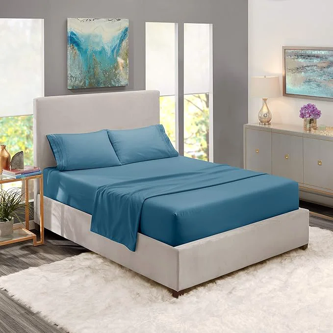 Effective Nestl Split King Sheet Set – 1800 Ultra-Soft Microfiber Bed Sheets – Double Brushed – Deep Pockets – Easy Fit – 5 Piece Set – Bed Sheets amp Pillowcases Split King Size Blue Heaven Expertly Made