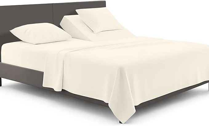 Selected SGI bedding Adjustable Split Head Flex Top Queen 36 quot Microfiber Sheet Set Ultra Soft Cooling amp Deep Pocket 15 Fitted 4-Piece Breathable amp Durable Bedding Set for Split Queen Beds -Butter Fine