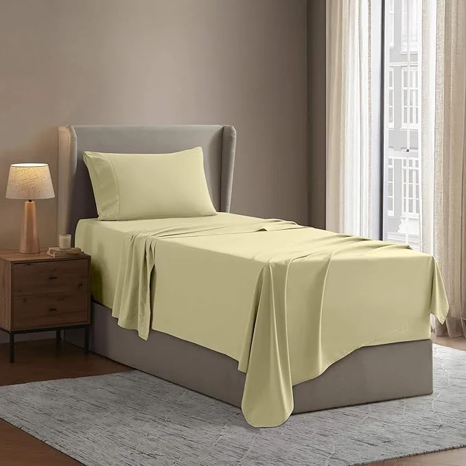 Innovative Nestl Twin Sheet Set – 1800 Ultra-Soft Microfiber Twin Bed Sheets – Double Brushed – Deep Pockets – Easy Fit – Extra Soft – 3 Piece Set – Bedding Sheets amp Pillowcases Twin Vanilla Yellow Verified