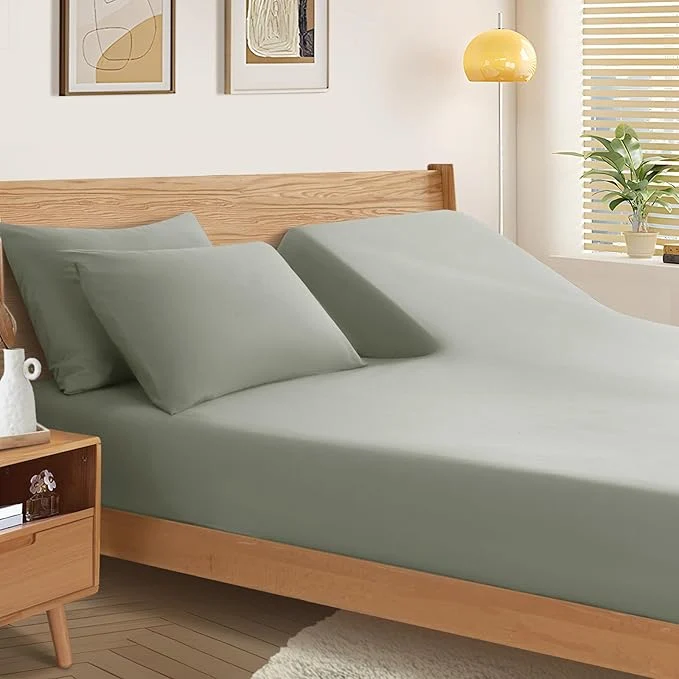 Fast SiinvdaBZX Split Top King Fitted Sheet Only for Adjustable Bed Ultra-Soft Microfiber 34 Inch Top Split Head Sheets Half Split King Bottom Sheet Fits 14 quot -16 quot Deep Pocket Light Gray Refined