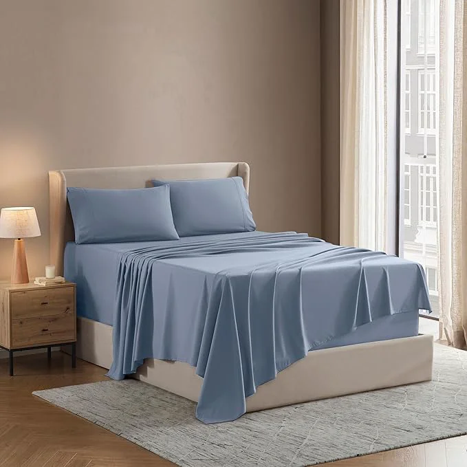 Selected Nestl Full Sheet Set – Luxury 1800 Ultra-Soft Microfiber Full Bed Sheets – Double Brushed – Deep Pockets – Easy Fit – 4 Piece Set – Bedding Sheets amp Pillowcases Full Stone Blue Premium Material
