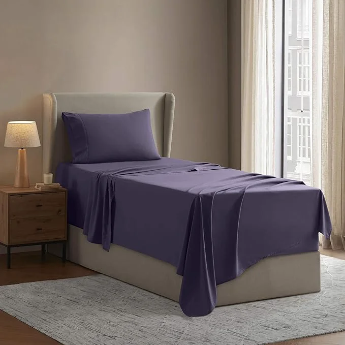 Premium Nestl Twin Sheet Set – 1800 Ultra-Soft Microfiber Twin Bed Sheets – Double Brushed – Deep Pockets – Easy Fit – Extra Soft – 3 Piece Set – Bedding Sheets amp Pillowcases Twin Purple Lightweight