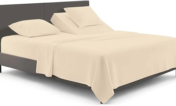 Long-Lasting SGI bedding Adjustable Split Head Flex Top King 34 quot Microfiber Sheet Set – Ultra Soft Cooling amp Deep Pocket 15 Fitted 4-Piece Breathable amp Durable Bedding Set for Split King Beds -Beige High-Quality
