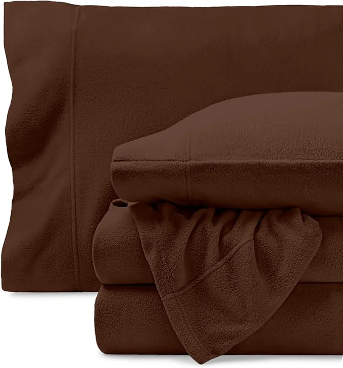Functional Bare Home Super Soft Fleece Sheet Set – Twin Extra Long Size – Extra Plush Polar Fleece No-Pilling Bed Sheets – All Season Cozy Warmth Twin XL Cocoa Advanced