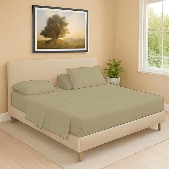 Recyclable Split Head Flex 1 Qty Fitted Sheet for Adjustable Bed Cal King 28 quot Split Down from The Top Egyptian Cotton 600 Thread Count 18 quot Deep Pocket Super Soft Wrinkle Beige Solid