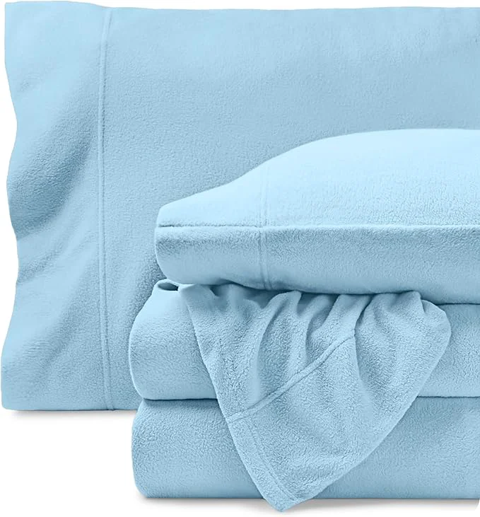 Convenient Bare Home Super Soft Fleece Sheet Set – Queen Size – Extra Plush Polar Fleece No-Pilling Bed Sheets – All Season Cozy Warmth Queen Light Blue User-Friendly
