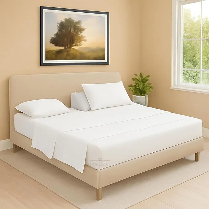 Breathable Split Head Flex 2 Qty Fitted Sheet for Adjustable Bed King 34 quot Split Down from The Top Egyptian Cotton 600 Thread Count 18 quot Deep Pocket Super Soft Wrinkle White Official