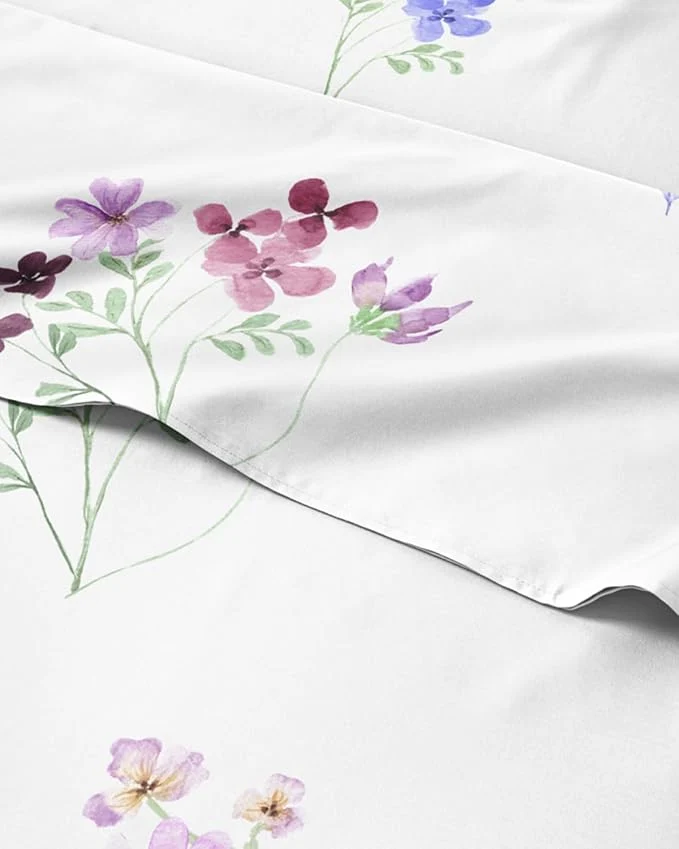 User-Friendly Floral Sheets – Butterfly Floral Bed Sheet Set – 1 Flat 1 Fitted amp 2 Pillowcases w Deep Pockets – Wrinkle amp Fade – Boho Botanical Bedding – Ultra-Soft Breathable and Cooling – King Size Set Sustainable