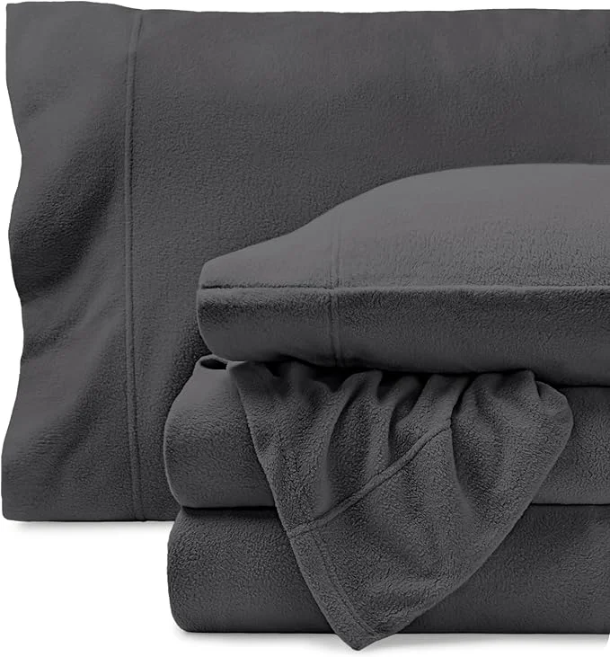Effective Bare Home Super Soft Fleece Sheet Set – Split Head Flex King Size – Extra Plush Polar Fleece No-Pilling Bed Sheets – All Season Cozy Warmth Split Head Flex King Grey Premium