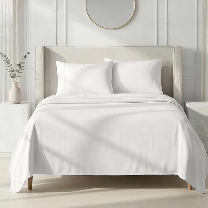 Dependable California Design Den Queen Bed Sheets Set – 1000 Thread Count Sateen Thick and Natural Cotton Sheets Queen Size Deep Pockets Durable Bedding Set – True Ivory User-Friendly