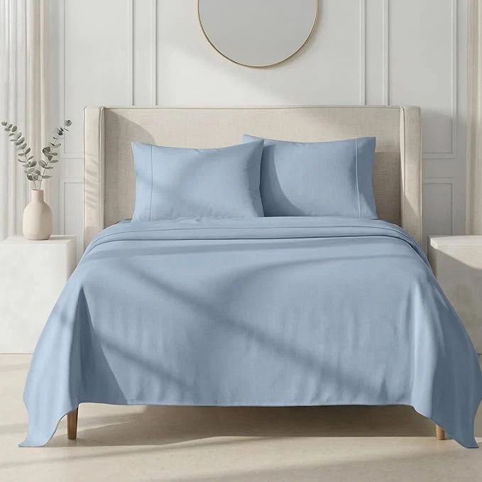 Convenient California Design Den King Sheets Set – 1000 Thread Count Sateen Thick and Natural Cotton Bed Sheet Set Deep Pockets Durable Bedding – Blue Practical
