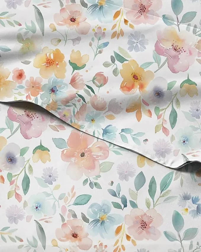Refined Floral Sheets – Flower Print Bed Sheet Set – 1 Flat 1 Fitted amp 1 Pillowcase w Deep Pockets – Comfy Cozy Wrinkle amp Fade – Boho Botanical Bedding – Soft Breathable amp Cooling – Twin Size Set Durable