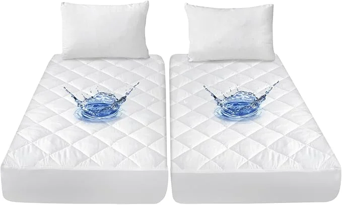 Eco-Friendly Split California King Mattress Protector Pad for Adjustable Beds Absorbent Quilted Mattress Pad Topper Cover Fitted Mattress Protector Down Filling Mattress Cover Waterproof Premium