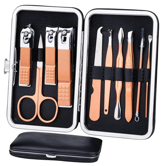 Comfortable HANTEKAS Manicure Set 10 in 1 Stainless Steel Nail Clippers Scissors Pedicure Outstanding