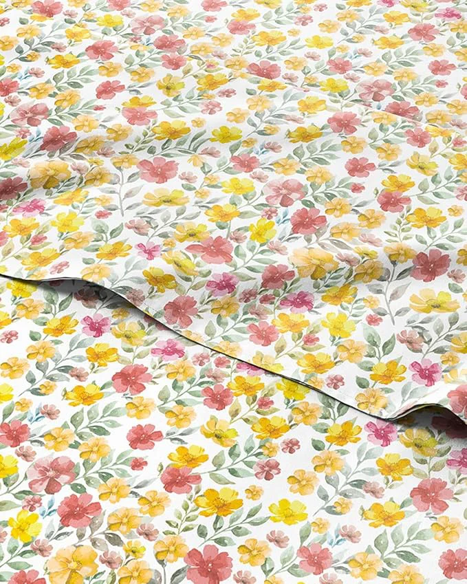Elegant Floral Sheets – Watercolor Floral Bed Sheet Set – 1 Flat 1 Fitted amp 2 Pillowcases w Deep Pockets – Comfy Wrinkle amp Fade Boho Botanical Bedding – Soft Breathable and Cooling – Queen Size New Responsible