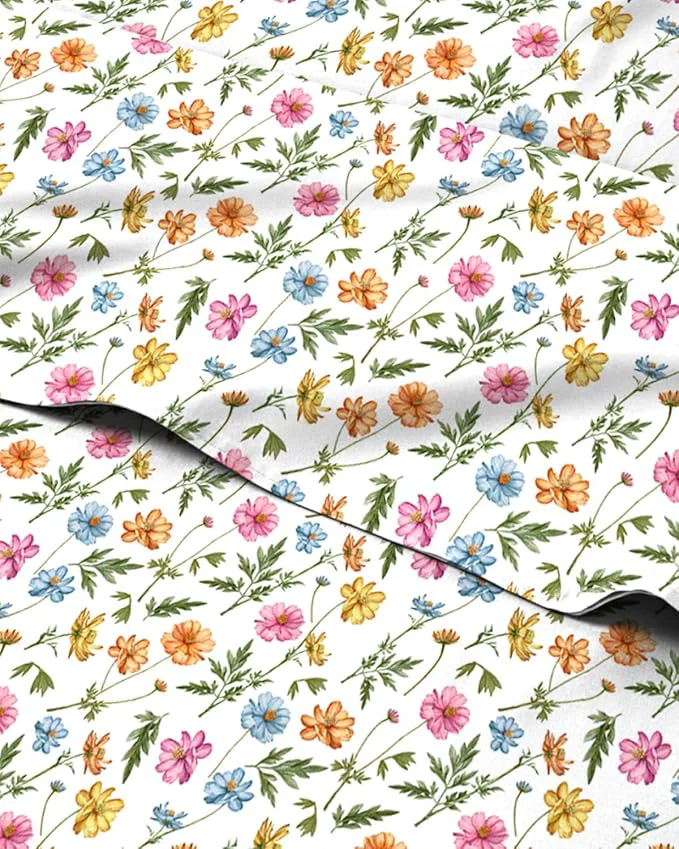 Original Floral Sheets – Flower Print Bed Sheet Set – 1 Flat 1 Fitted amp 1 Pillowcase w Deep Pockets – Comfy Cozy Wrinkle amp Fade – Boho Botanical Bedding – Soft Breathable amp Cooling – Twin XL Size Set Trusted