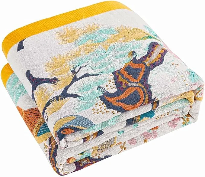 Selected Fall Throw Blanket for Couch Yellow Boho Decorative Throw Blanket Cotton Muslin Breathable Woven Farmhouse Blankets Quilt 60 quot x80 quot Reversible Lightweight Blankets Bohemian Throw Quilt Minimalist
