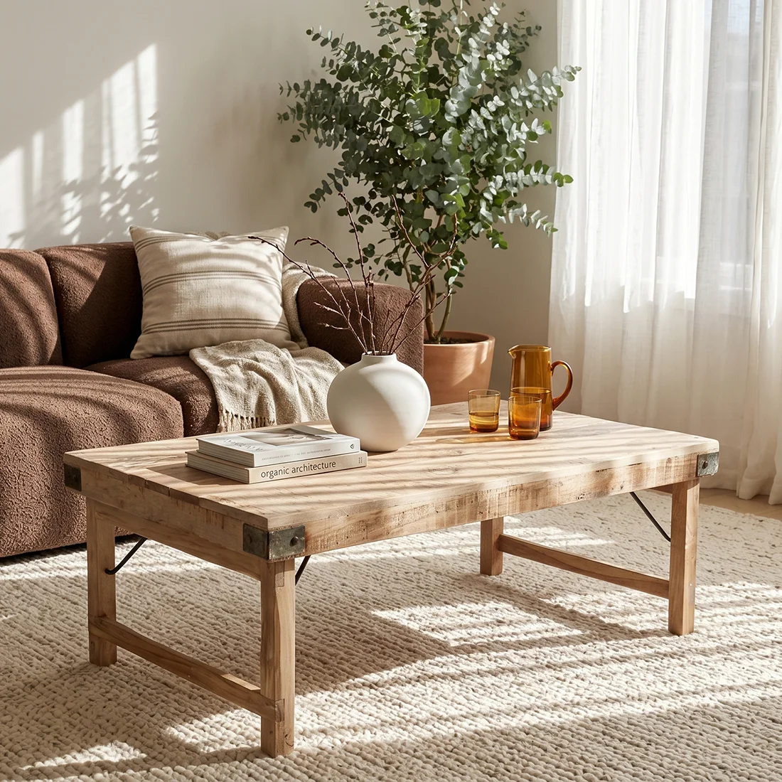 Trendy Limewash folding coffee table Premium Material