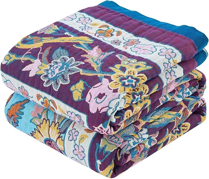 Fine Crafted Fall Blanket for Bed Cotton Soft Rustic Boho Throw Blanket Quilt 90 quot x98 quot Farmhouse Decor Bed Flower Blankets Light Weight Reversible Bohemian Throw Quilt High-End