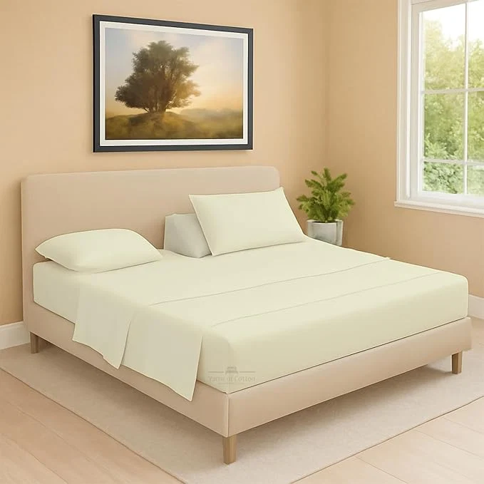 Fast Split Head Flex 1 Qty Fitted Sheet for Adjustable Bed Cal King 36 quot Split Down from The Top Egyptian Cotton 600 Thread Count 18 quot Deep Pocket Super Soft Wrinkle Ivory World-Class