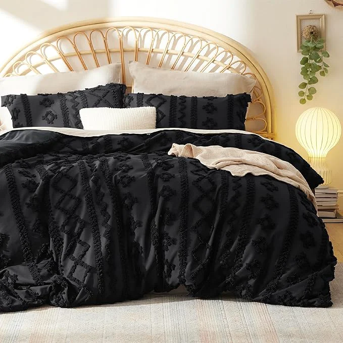 Original Bedsure Boho Duvet Cover Queen Size Soft amp Comfortable Elegant Design Boho Bedding for Decoration Machine Washable Comforter Cover for All Seasons Includes 1 Duvet Cover amp 2 Pillow Shams Black Dependable