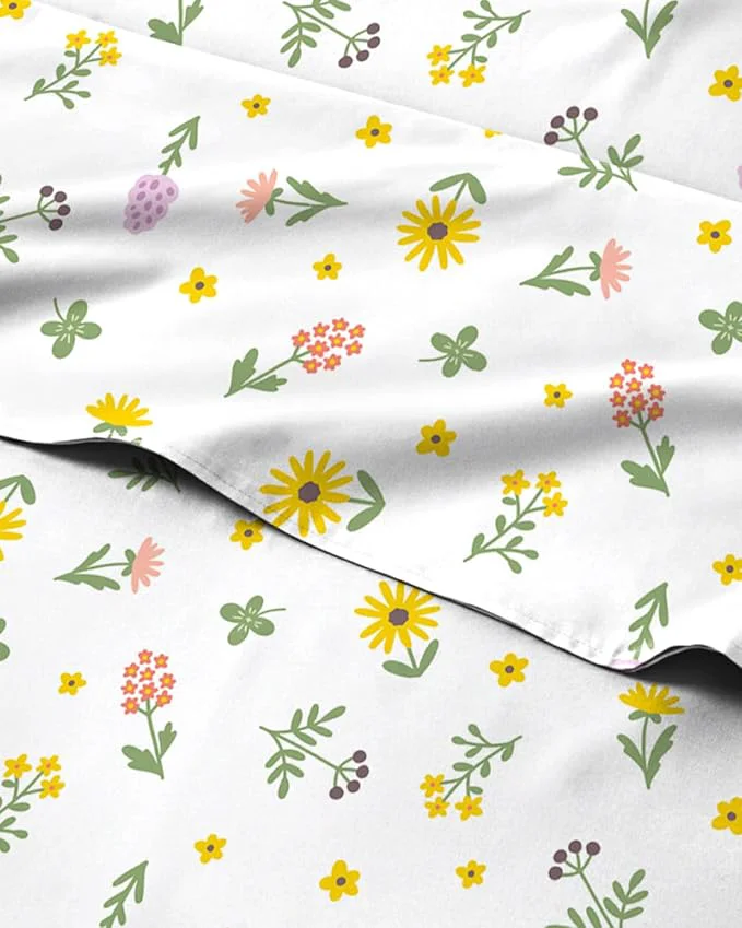 Smooth Floral Sheets – Flower Print Bed Sheet Set – 1 Flat 1 Fitted amp 1 Pillowcase w Deep Pockets – Comfy Cozy Wrinkle amp Fade – Boho Botanical Bedding – Soft Breathable amp Cooling – Twin XL Size Set Verified