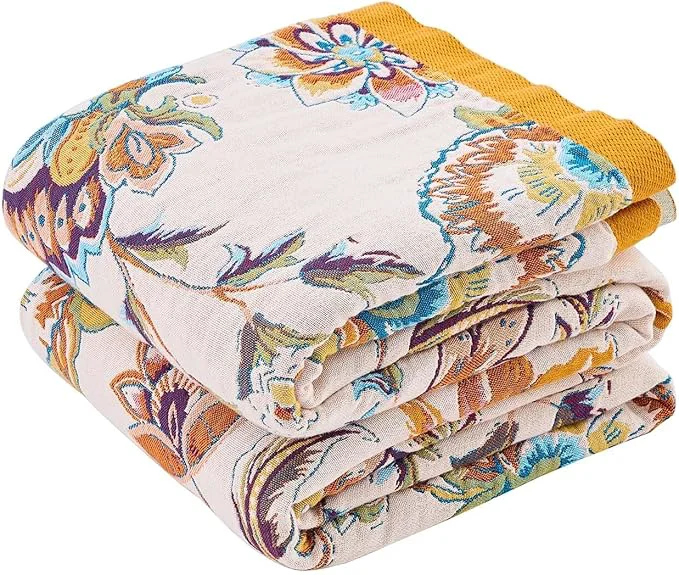 Optimized Boho Throw Blanket for Bed Cotton Soft Rustic Quilt Fall Blanket 90 quot x98 quot Floral Printed Farmhouse Decor Bed Blankets All Season Rustic Reversible Bohemian Throw Quilt Flexible
