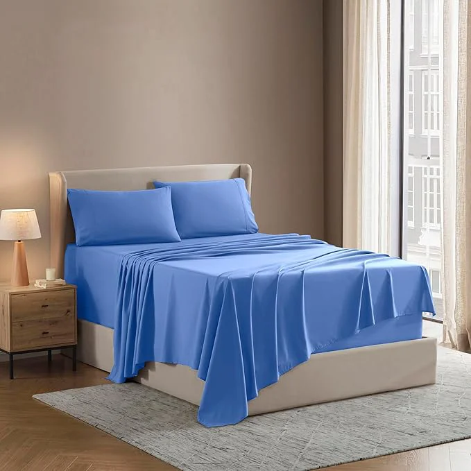 Organic Nestl Split King Sheet Set – 1800 Ultra-Soft Microfiber Bed Sheets – Double Brushed – Deep Pockets – Easy Fit – 5 Piece Set – Bed Sheets amp Pillowcases Split King Calm Blue Trusted