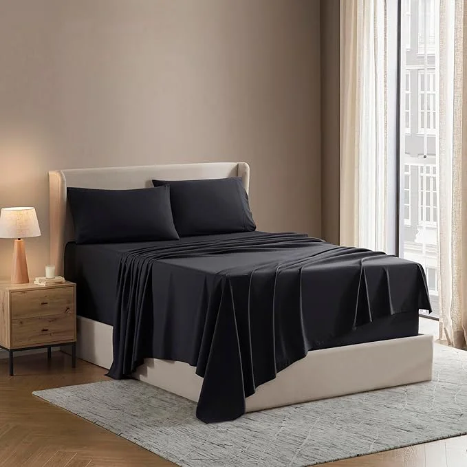 Proven Nestl Queen Sheet Set – Luxury 1800 Ultra-Soft Microfiber Bed Sheets – Double Brushed – Deep Pockets – Easy Fit – 4 Piece Set – Bedding Sheets amp Pillowcases Queen Black Healthy