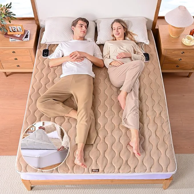 Natural Bearhug Queen Electric Mattress Pad Dual Control Bed Warmer with 10 Heat Level Auto Shut Off Timer Zipper Heated Mattress Pad with Deep Pocket Up to 18 quot ETL Machine Wash 60 quot x 80 quot Brown Quality
